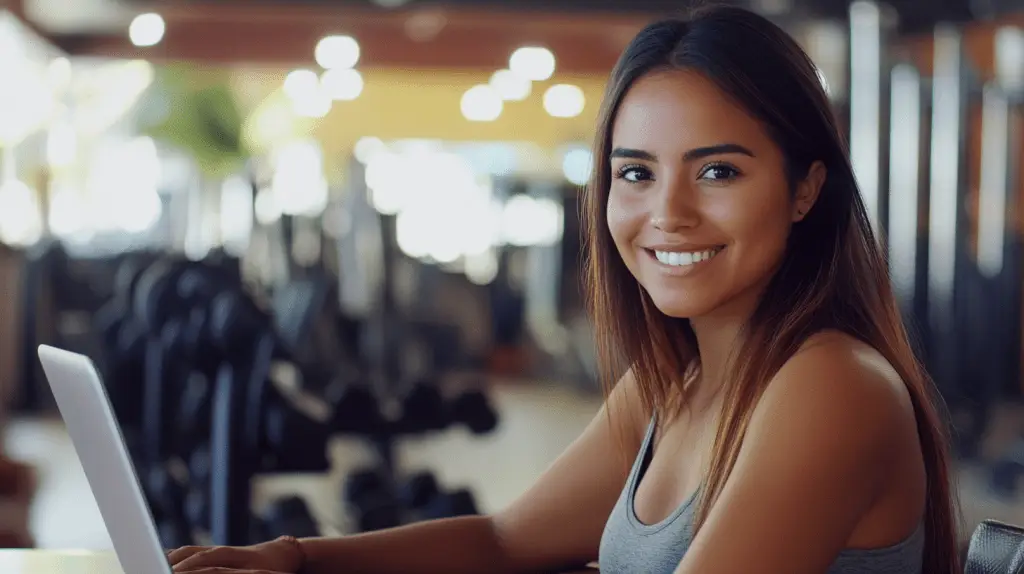 A gym owner working on her blog content ideas for her gym.