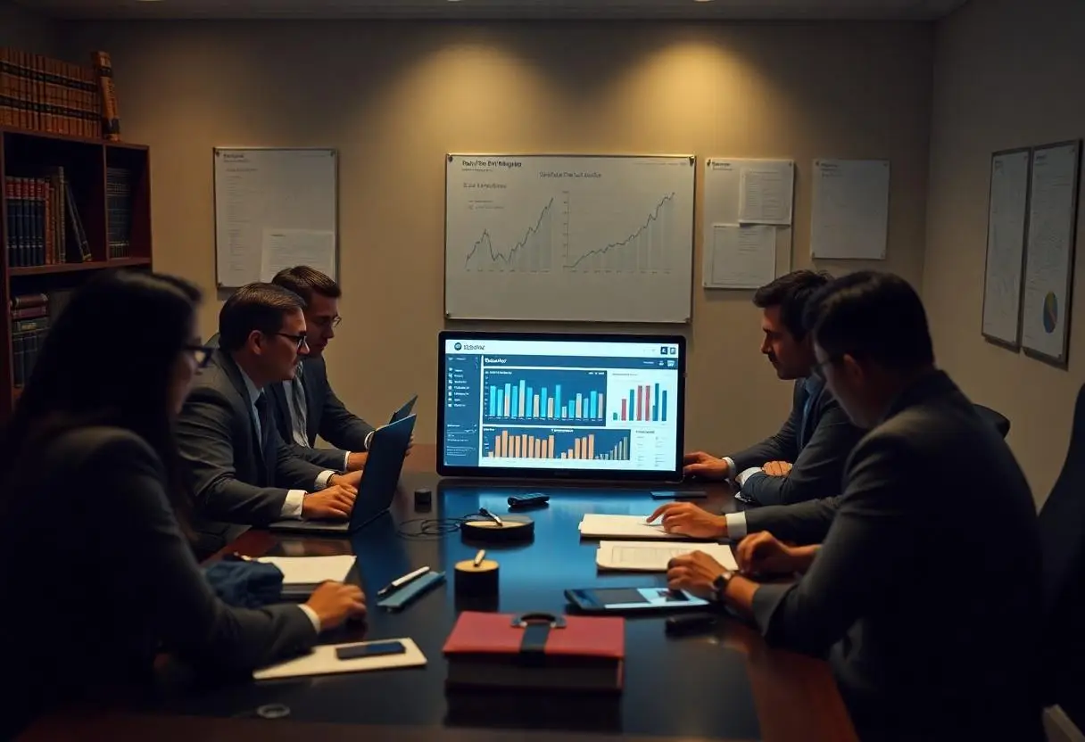 A team of lawyers in their office working on their SEO mistakes.