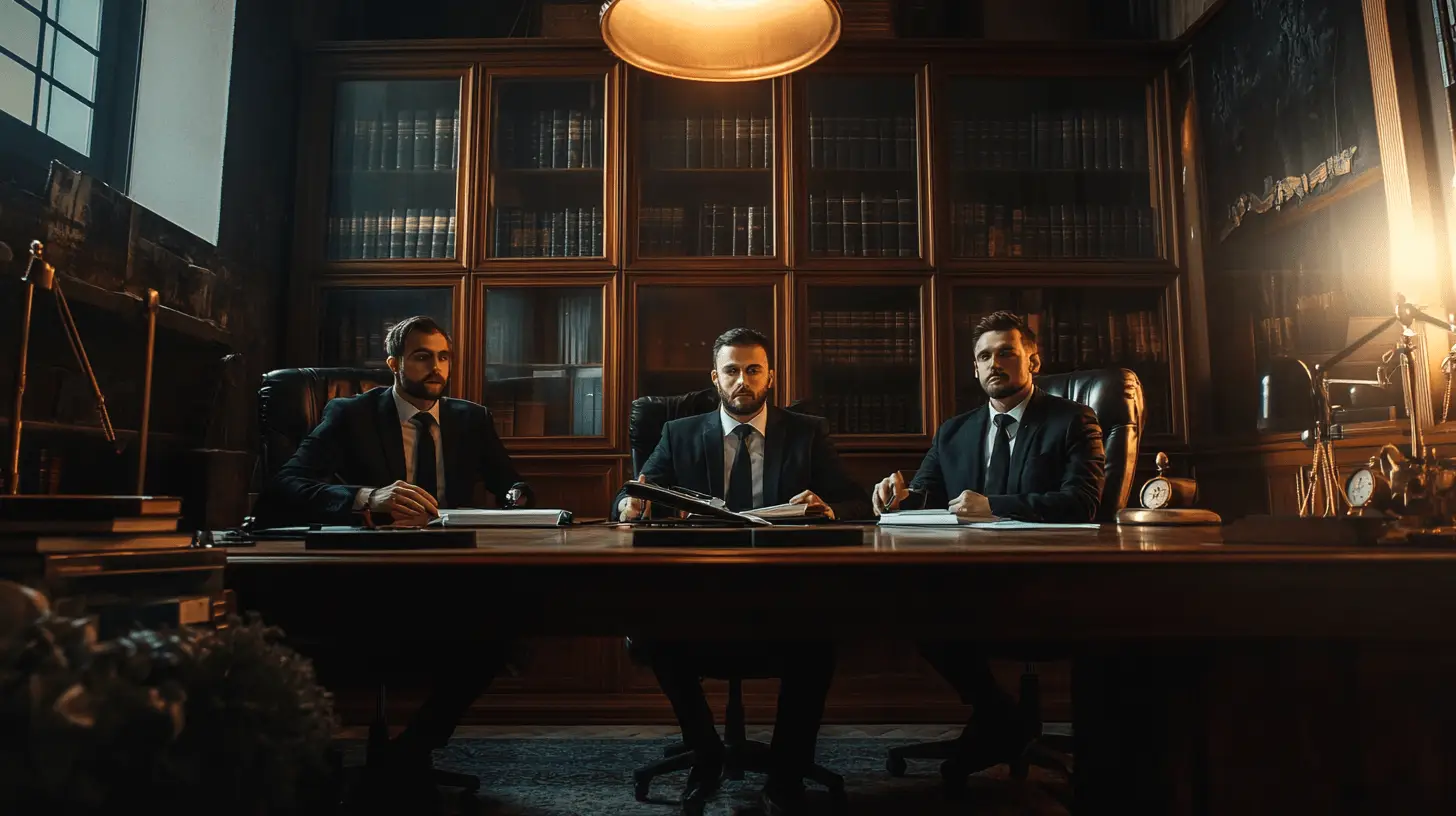 Three commercial lawyers discussing their SEO in their office in Blacktown, Sydney.