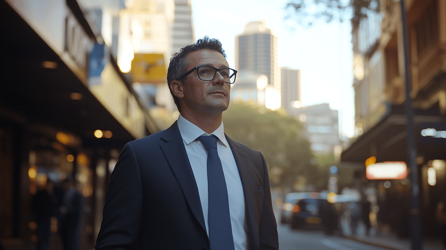 A commercial lawyer standing in Castle Hill, Sydney.