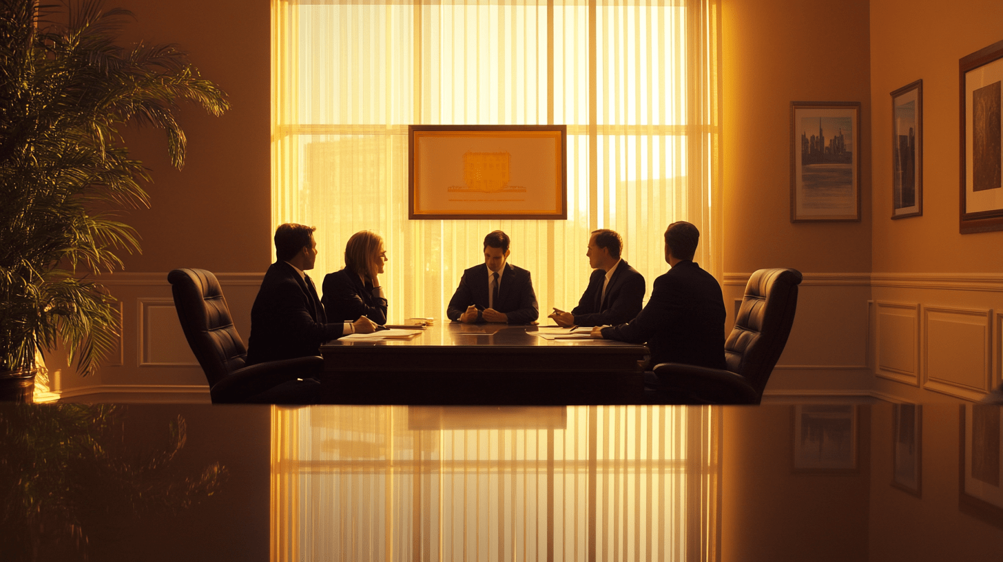 A team of commercial lawyers in a meeting discussing their SEO in Richmond, Melbourne.