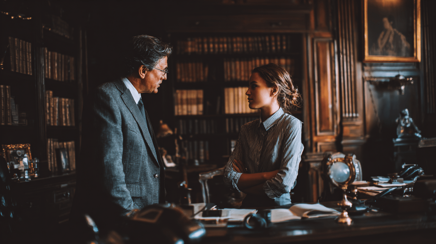 Two lawyers discussing their SEO in their office in Sydney.