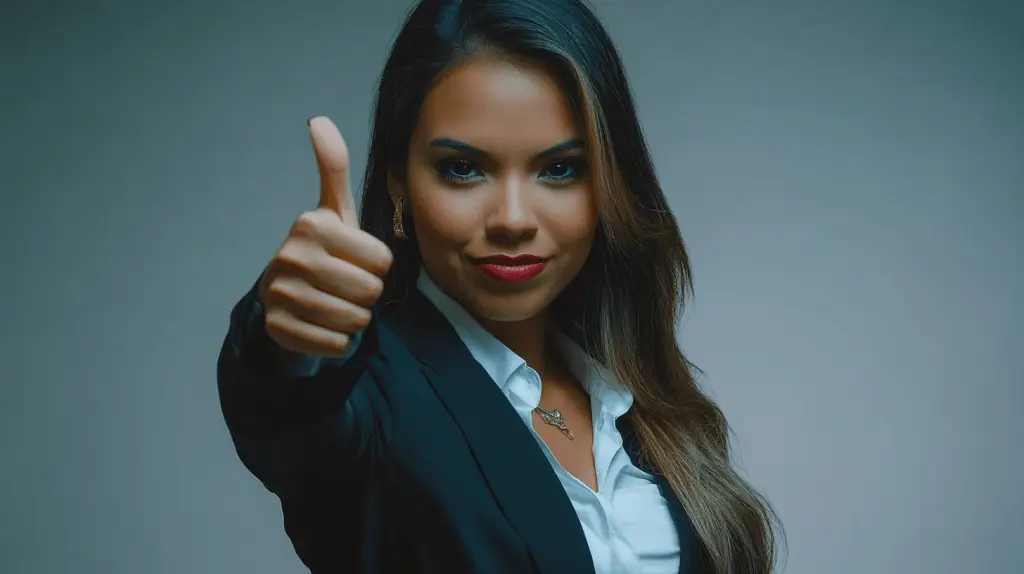 A lawyer giving a thumbs up.
