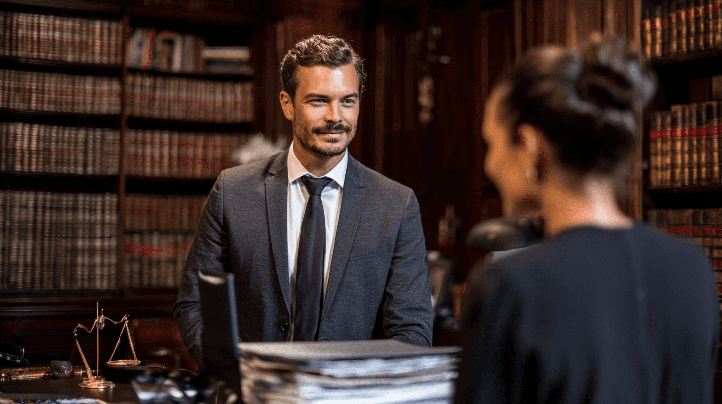A Personal Injury Lawyer meeting with a client in his office in Dee Why.
