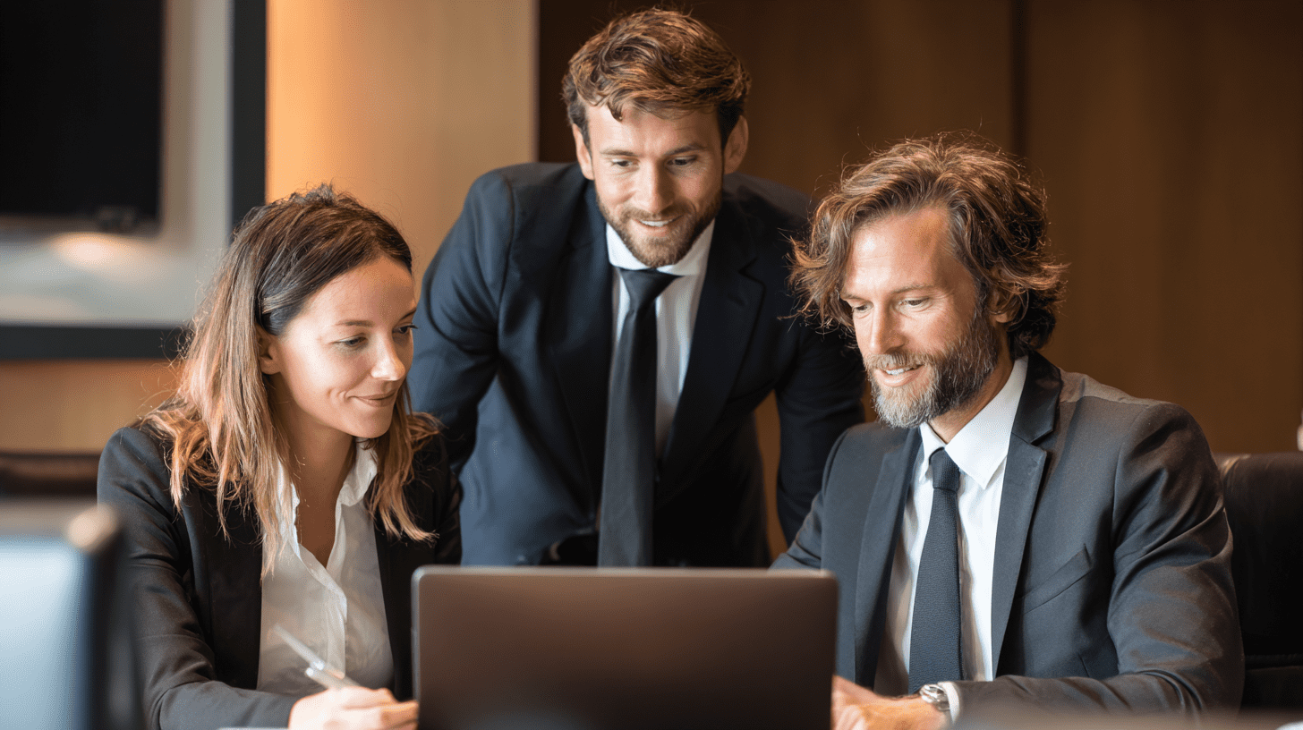 Three Personal Injury Lawyers working on their SEO in their office.