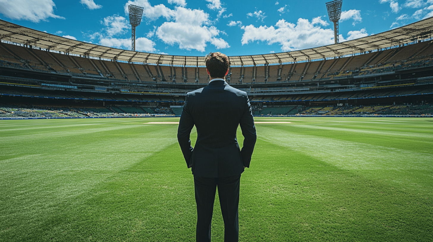A personal injury lawyer standing in the middle of the MCG in Richmond, Melbourne.