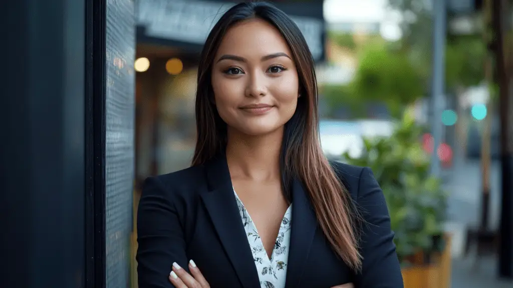 A commercial lawyer standing in the street in Camberwell, Melbourne.