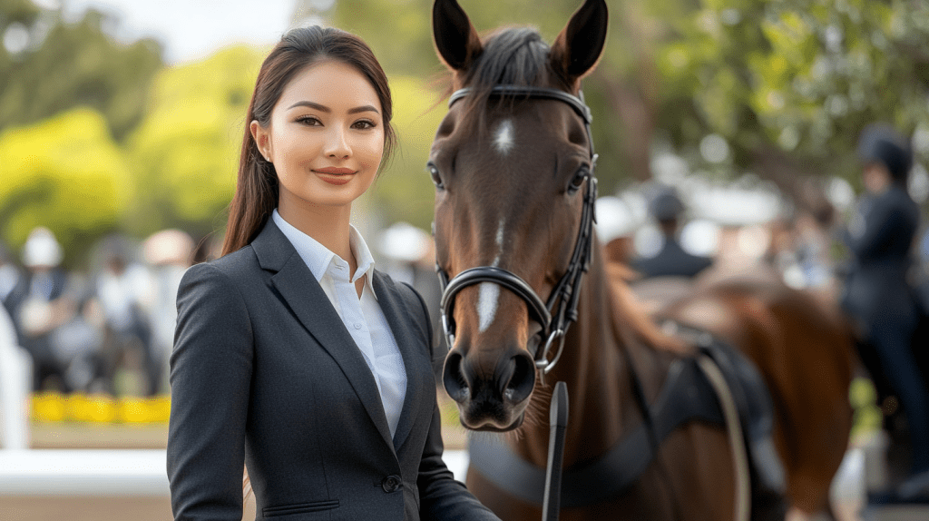 A commercial lawyer at the racetrack in Caulfield, Melbourne.
