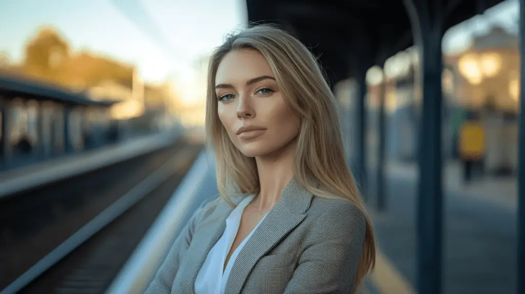 A Commercial Lawyer standing at the train station at Glen Waverley, Melbourne.