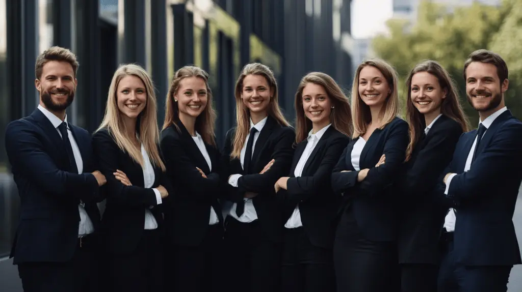 A team of commercial lawyers posing for a photo.