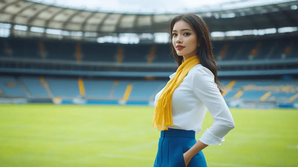 A commercial lawyer standing at the stadium in Parramatta, Sydney.