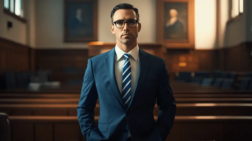 A criminal defense lawyer standing in a courtroom in Bankstown.