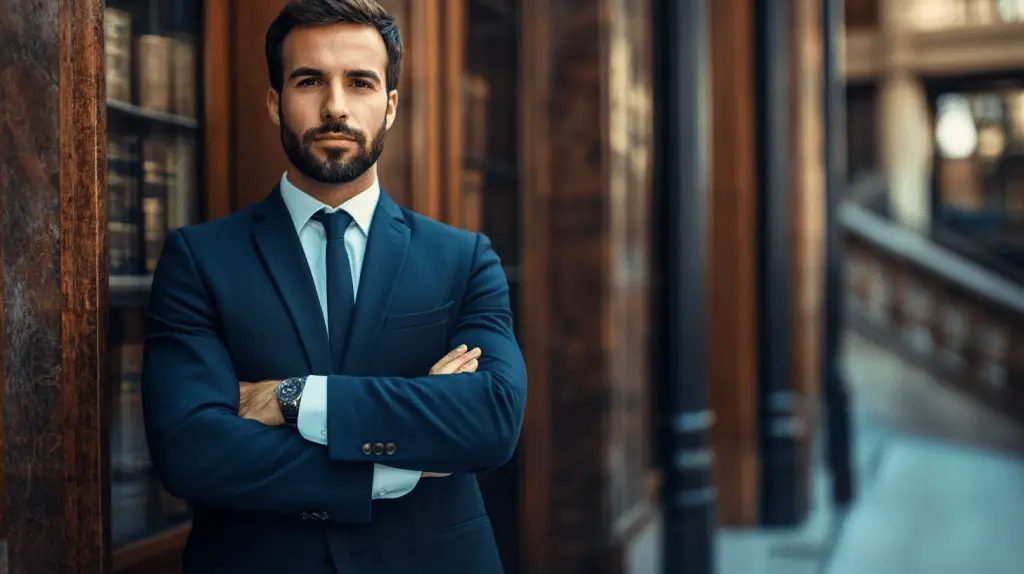 A criminal defense lawyer standing in front of his office in Chatswood.