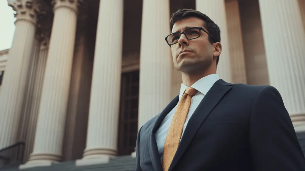A criminal defense lawyer standing outside a Liverpool court.