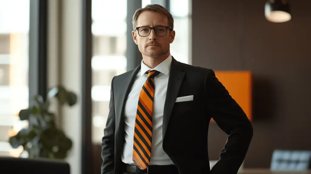A criminal lawyer standing in his office in Campbelltown.