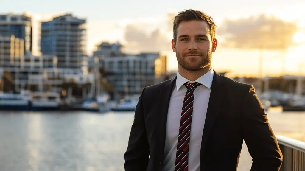 A criminal lawyer standing next to the harbour in North Sydney.