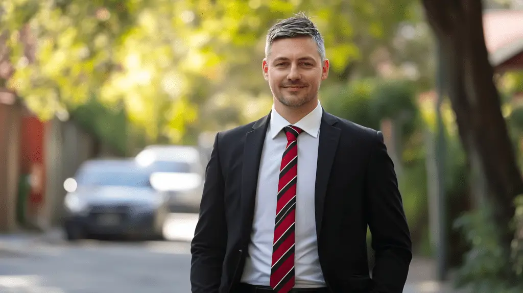 A family lawyer standing in the street in Essendon, VIC.