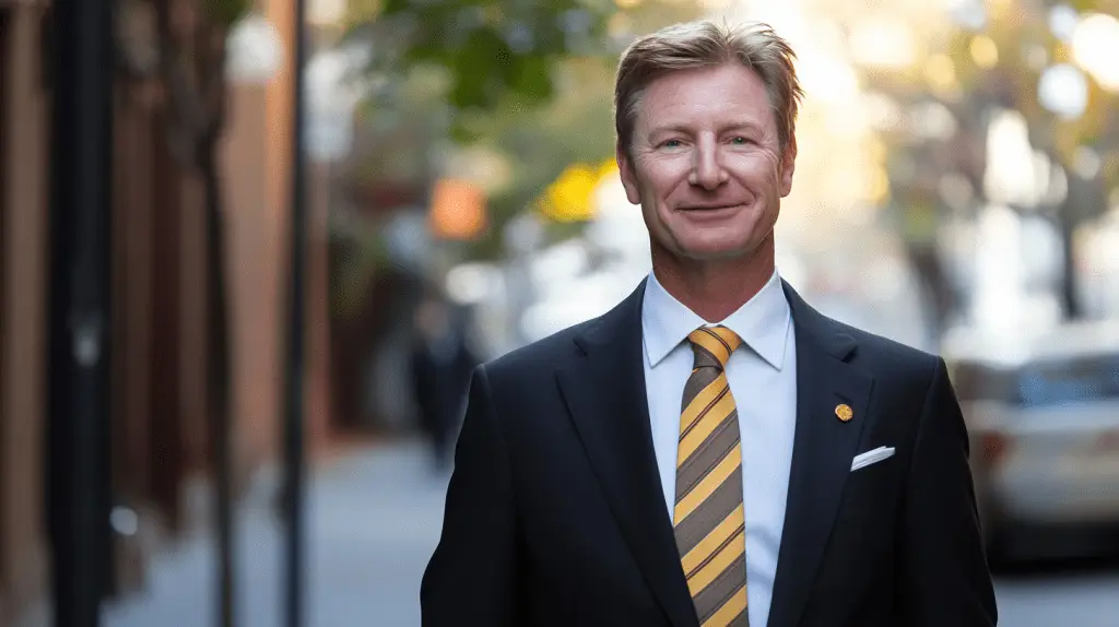 A family lawyer standing on the street in Hawthorn, Melbourne.