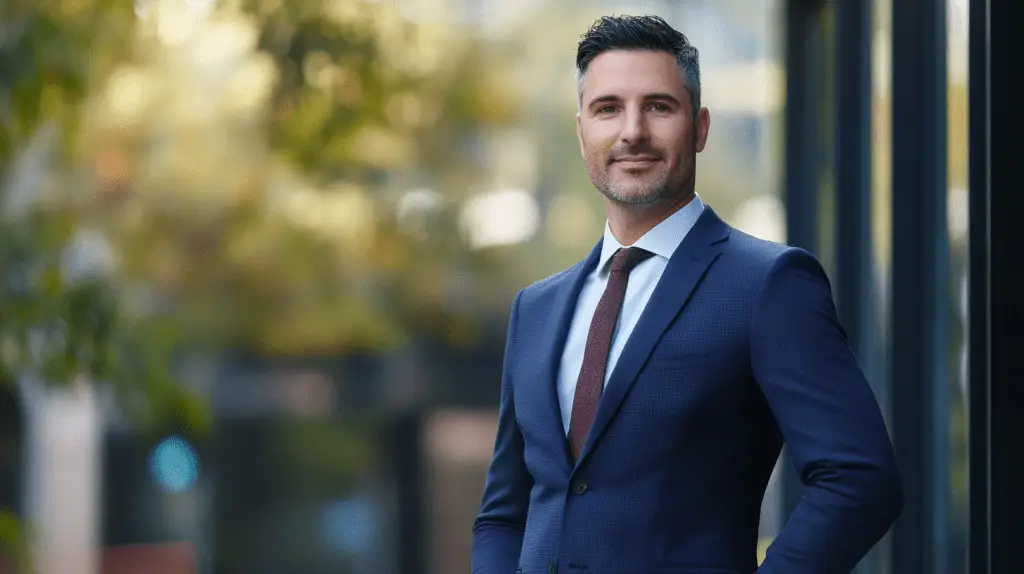 A family lawyer standing in the street in Malvern, Melbourne.