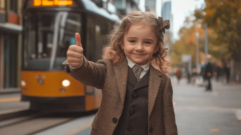 A young girl dressed up as a family lawyer in Preston, Melbourne.