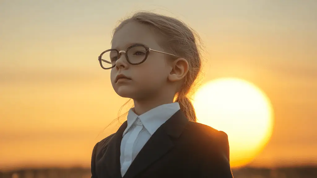 A young girl dressed up as a family lawyer in Sunshine, Melbourne.