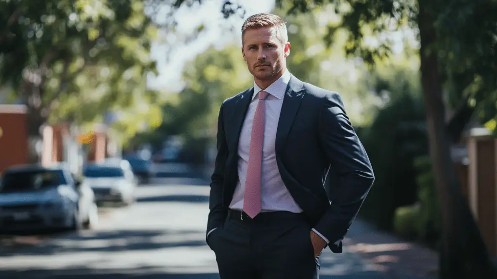 A personal injury lawyer standing on the street in Moonee Ponds, Melbourne.