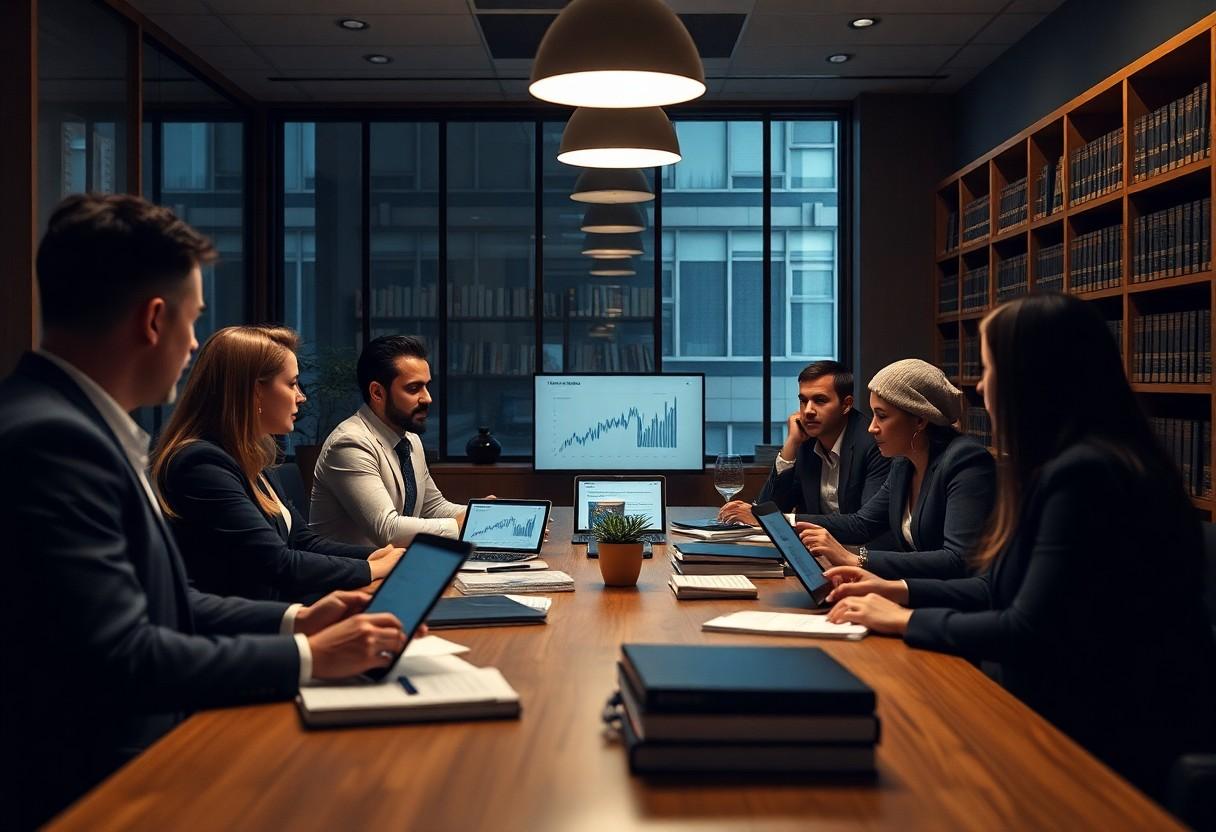 A team of personal injury lawyers discussing SEO in their office in North Sydney.