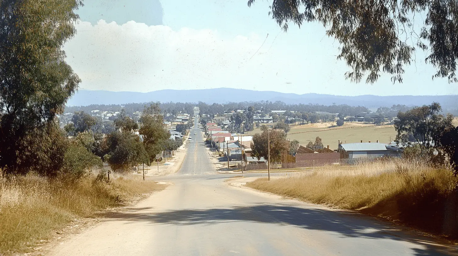 A photo of Albury-Wodonga showing a street and houses in the background.