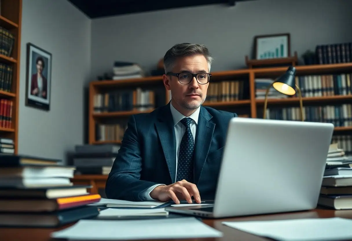 A family lawyer in his office in Caulfield, Melbourne.