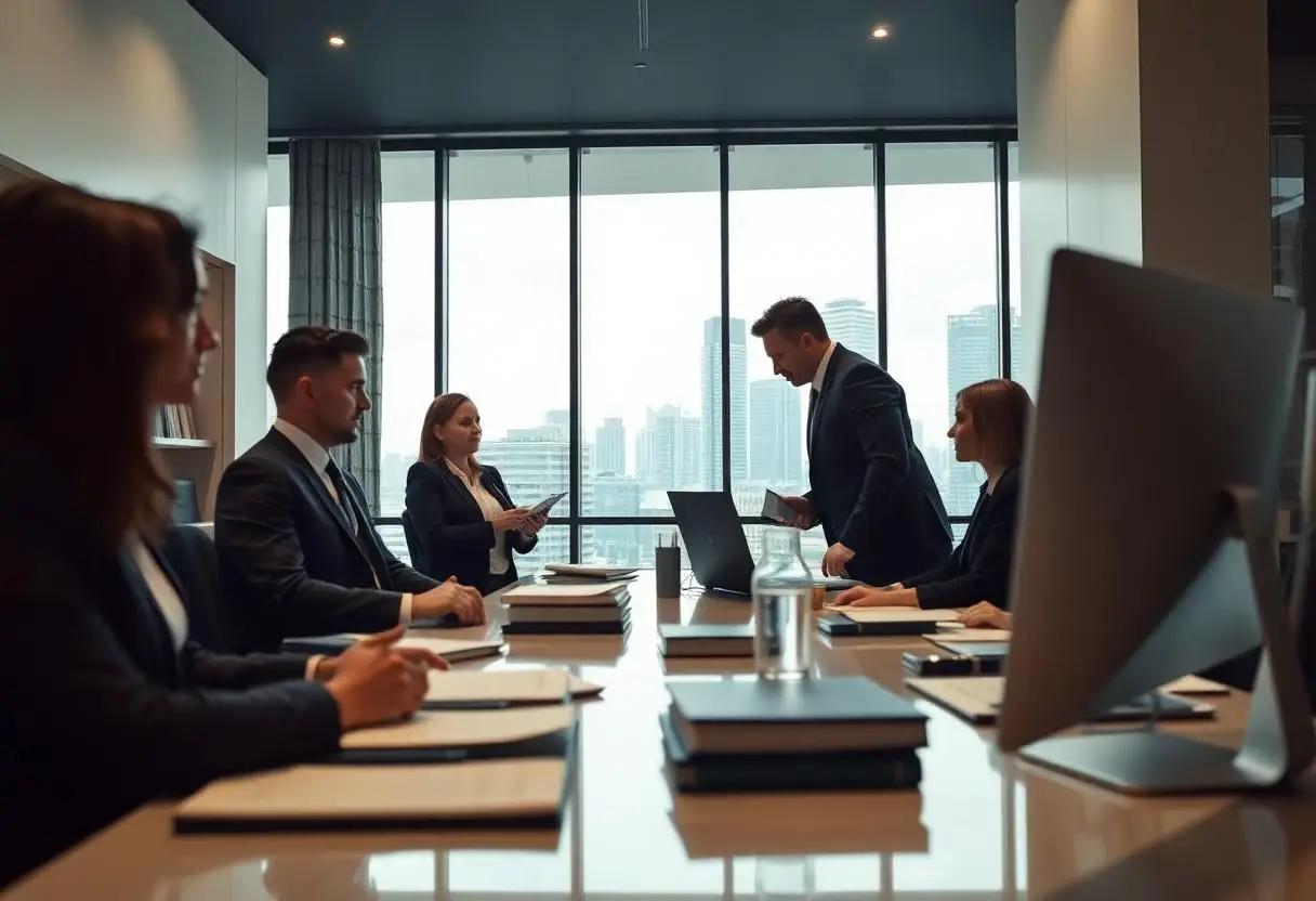 A group of Criminal Lawyers discussing their SEO in their office in Miranda, Sydney.