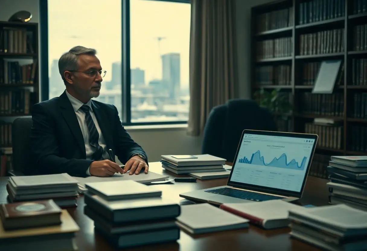 A family lawyer in his office in Footscray.