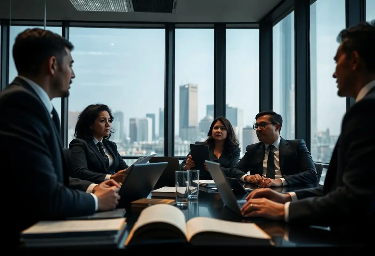 A team of criminal lawyers discussing SEO in their office in Strathfield, Sydney.