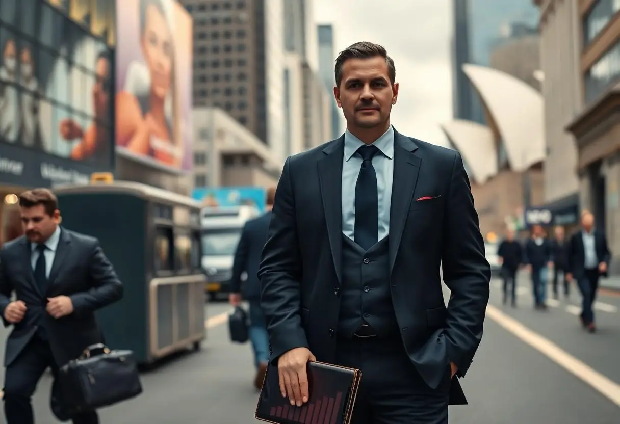 A personal injury lawyer standing in the Sydney CBD.