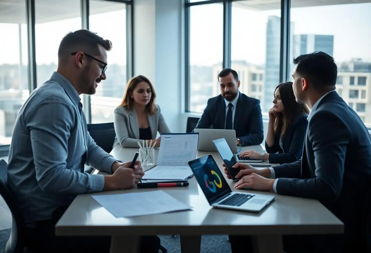 A team of Criminal Lawyers in their office discussing SEO in Epping, Sydney.