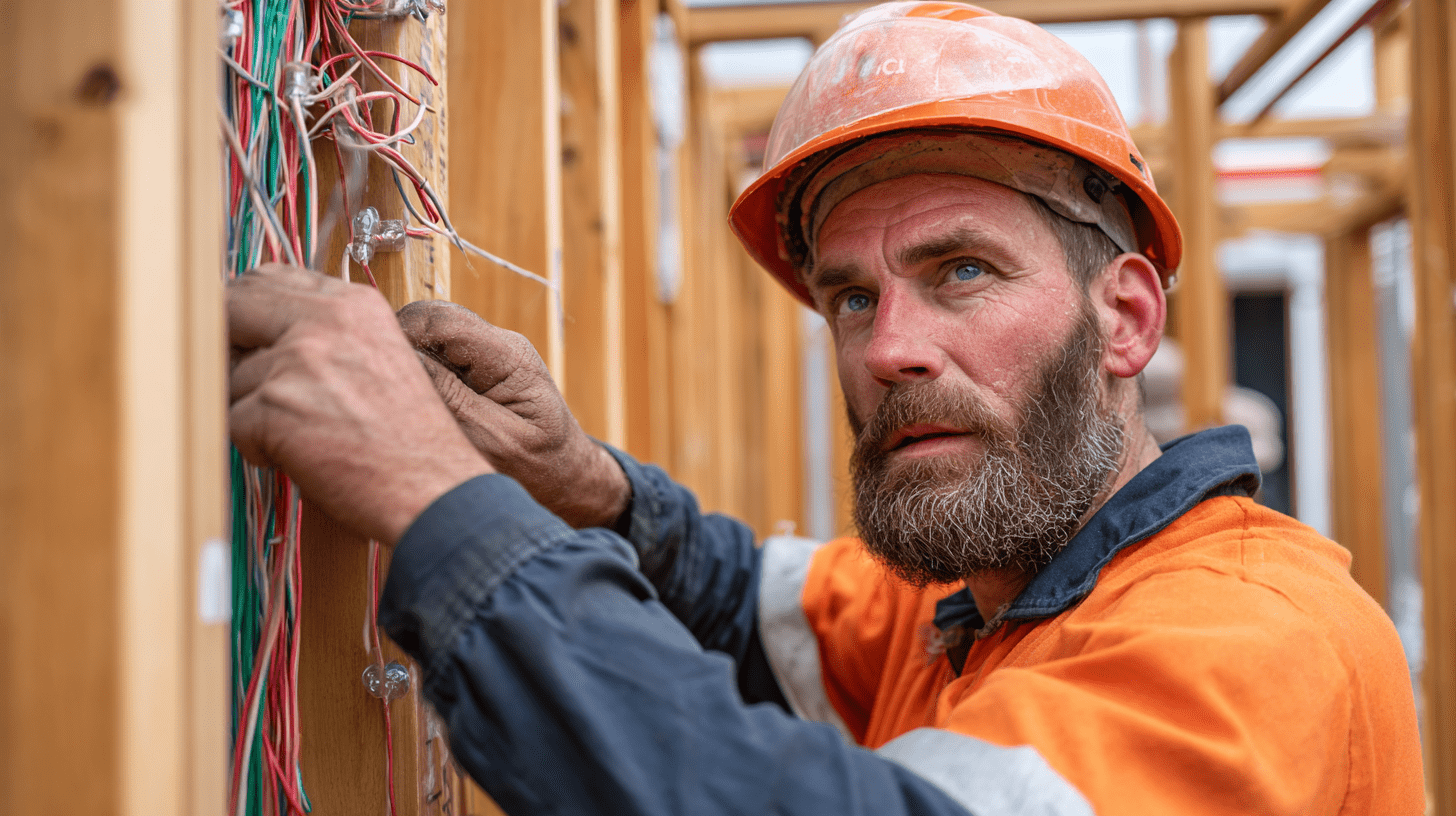 An electrician at a job site in Bendigo.