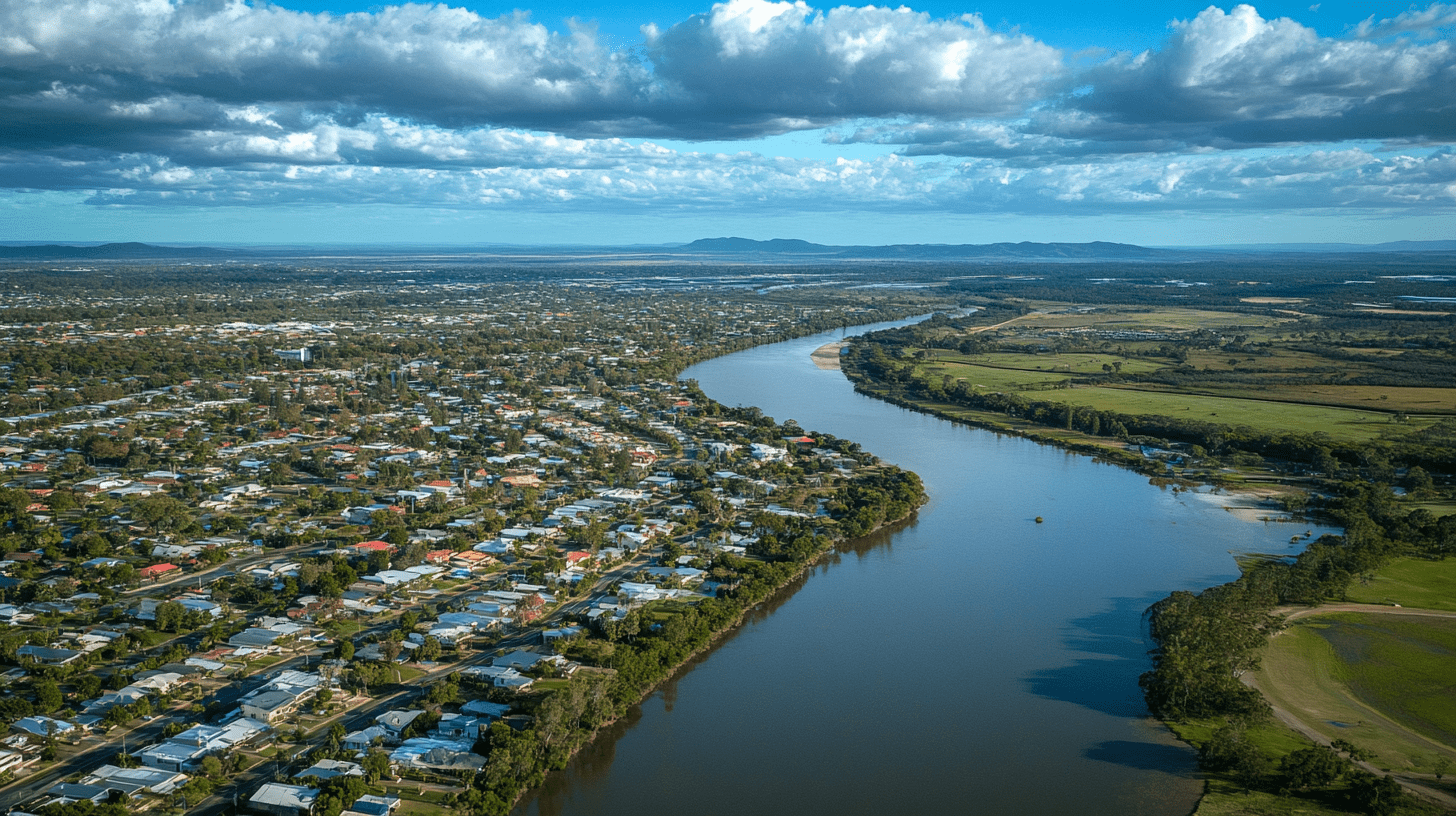 An arial photo of Bundaberg.