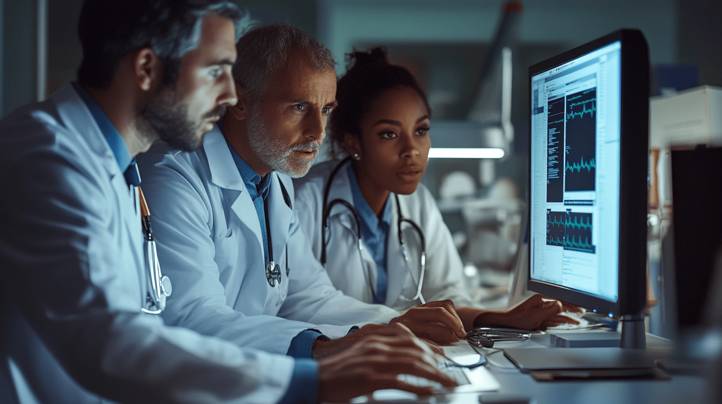 Three doctors working on crafting content for their SEO.