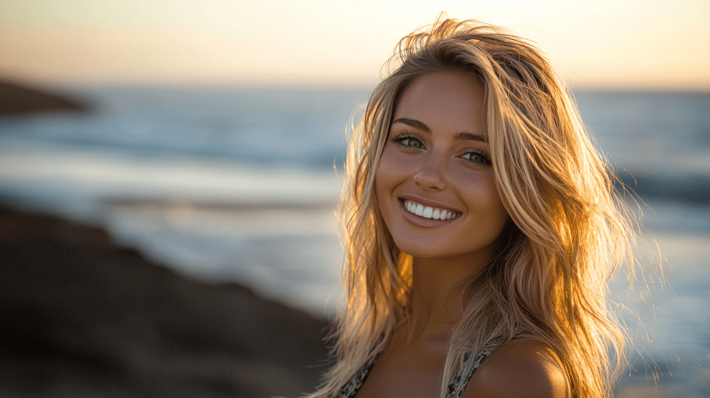 A woman standing on the beach in Del Mar, California.