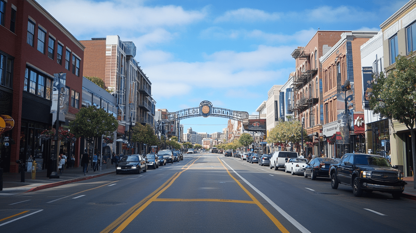 A photo of the Gaslamp district in San Diego.