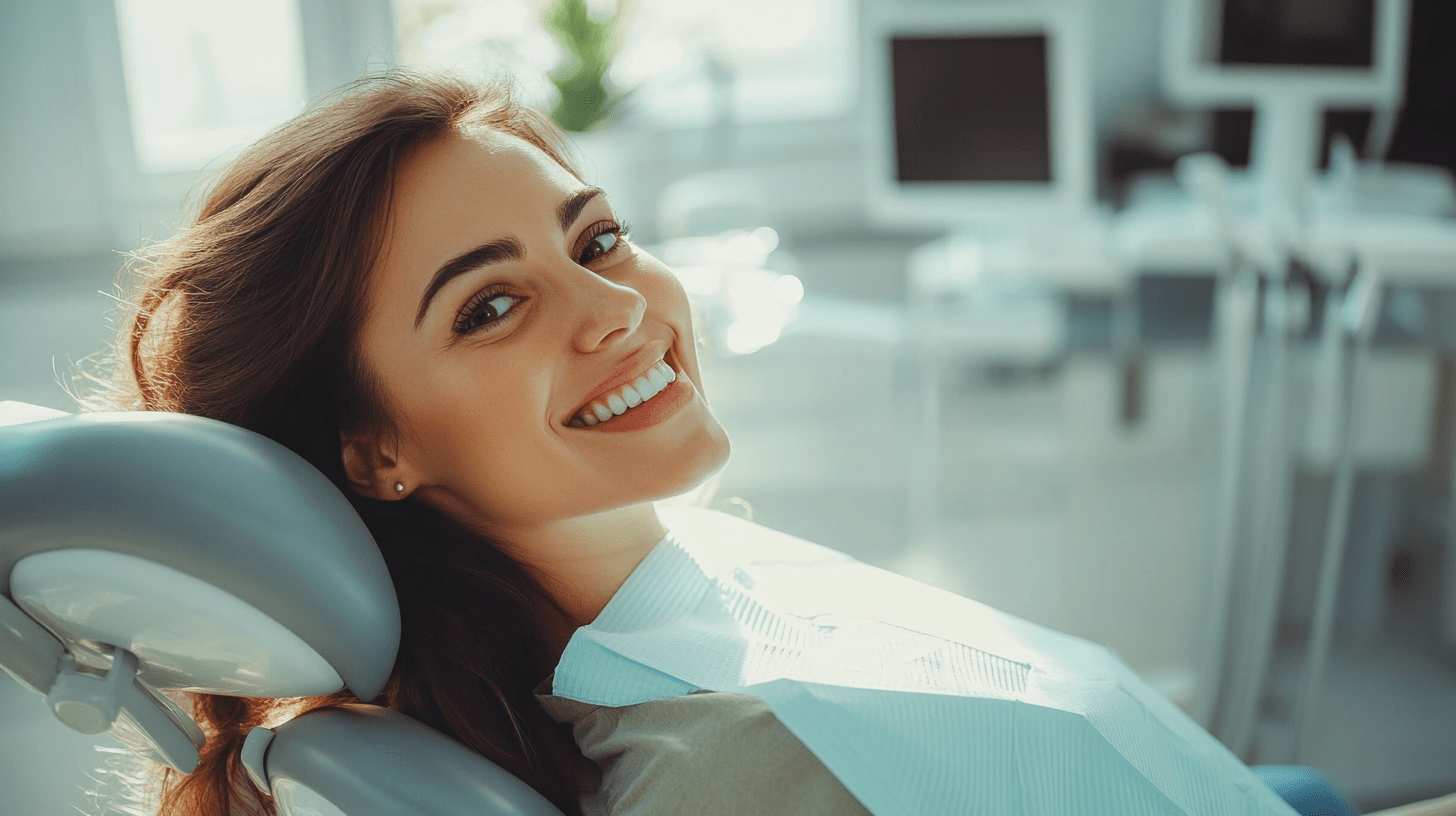 A patient sitting in a Dental chair in a clinic in San Diego.