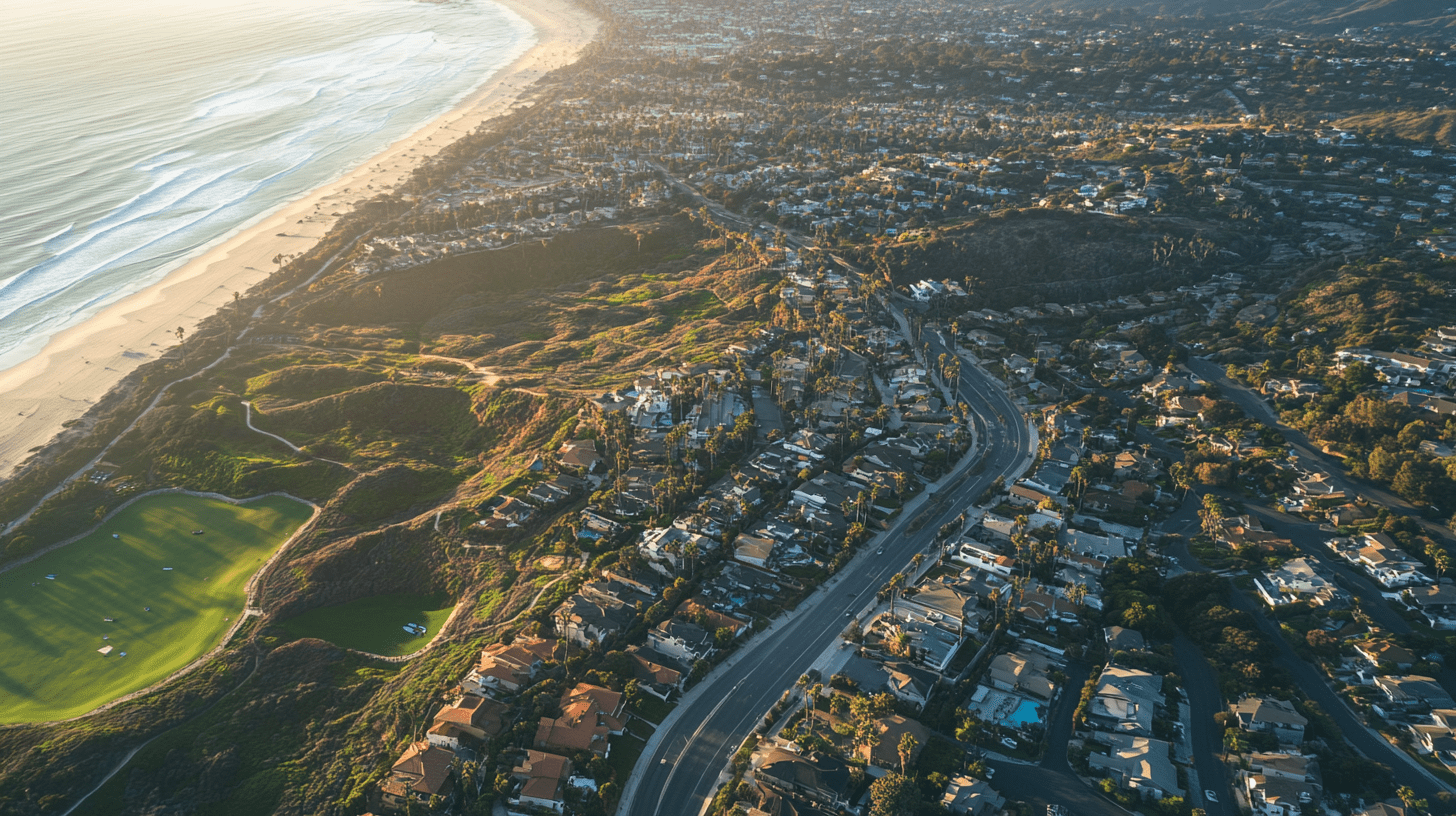 An arial photo of Encinitas, California.