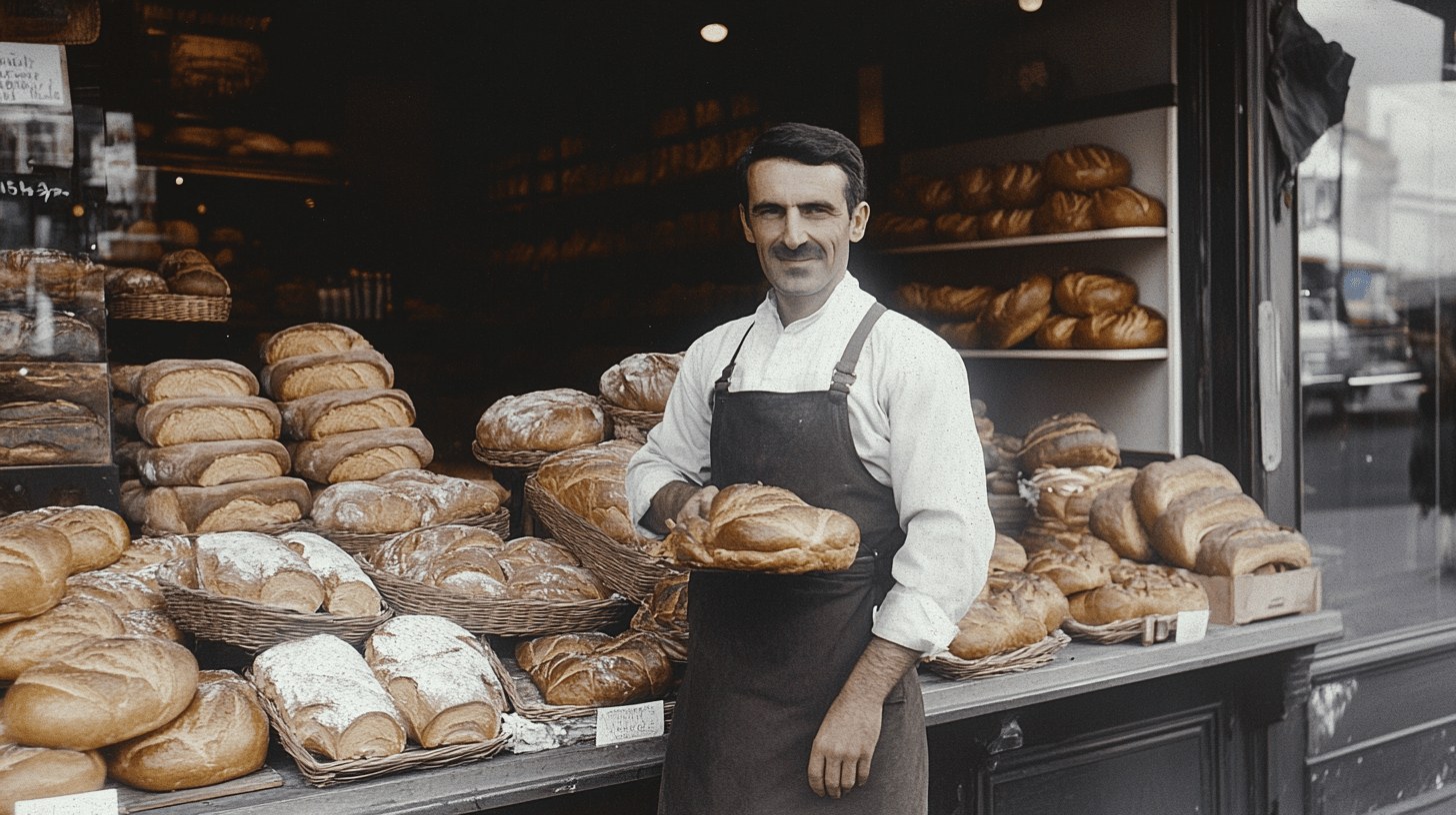 A baker standing outside his bakery in Lavington.