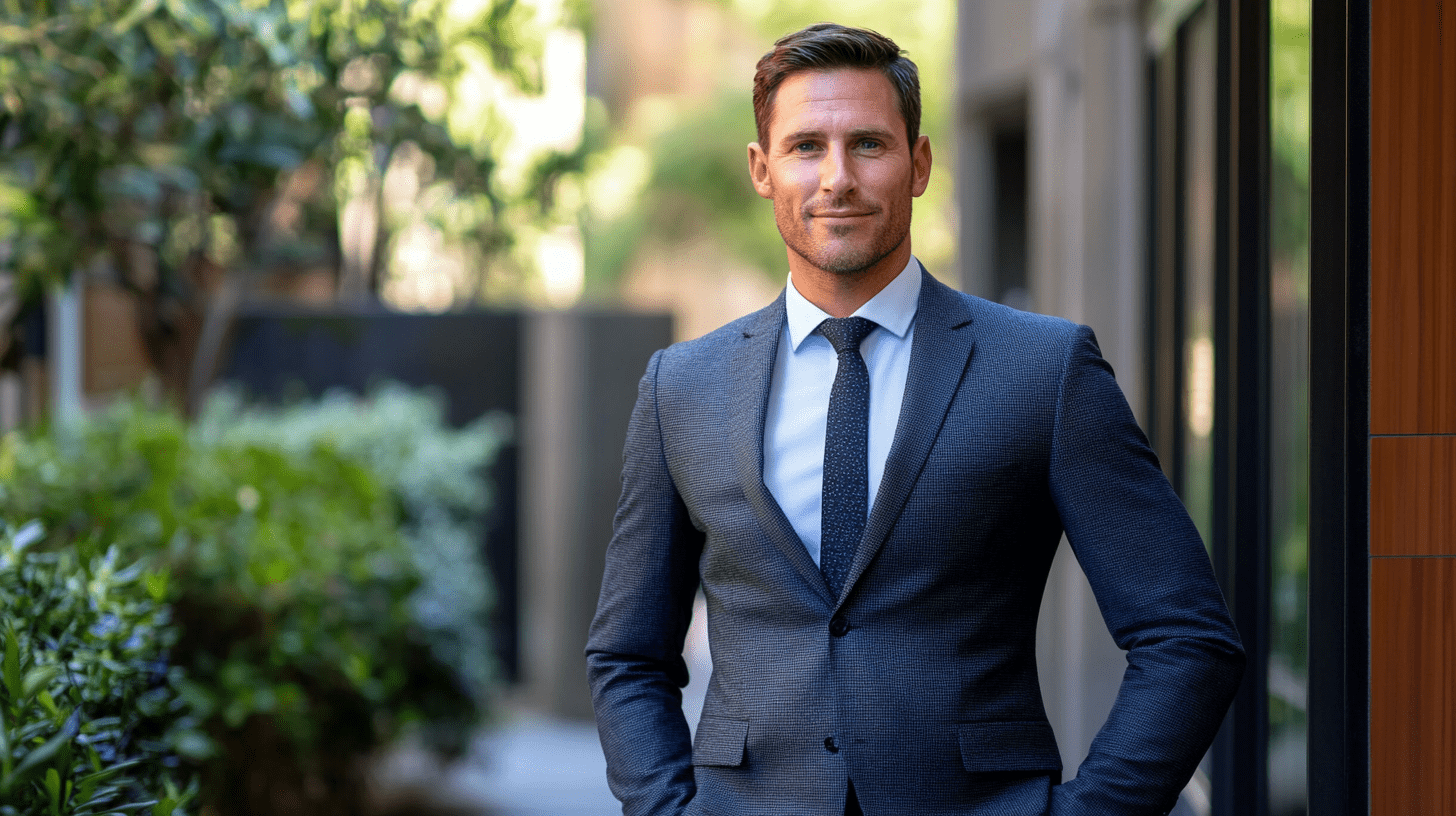 A lawyer standing outside his office in Armadale, Perth.