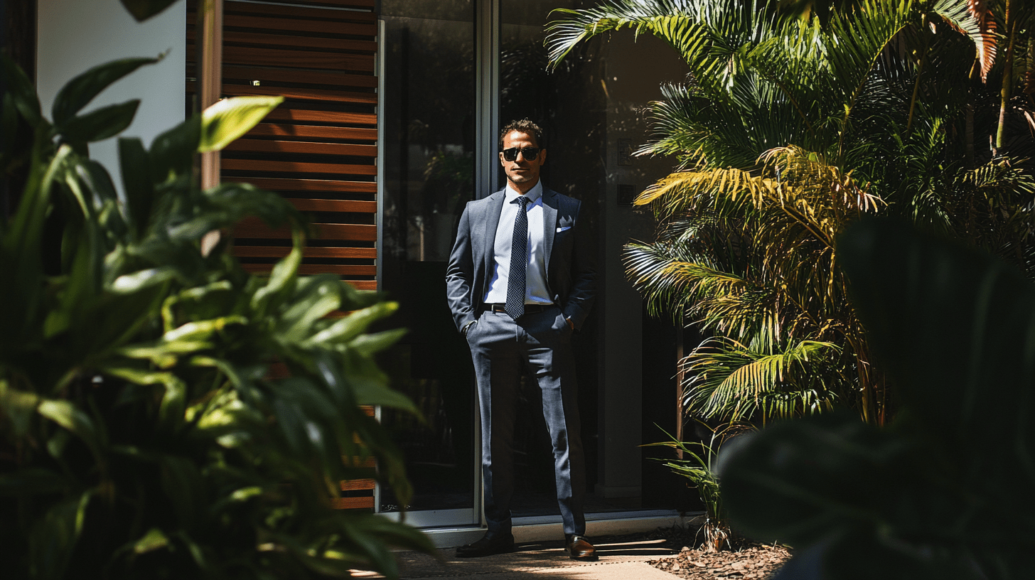A male lawyer standing outside his office in Noosa, Sunshine Coast.