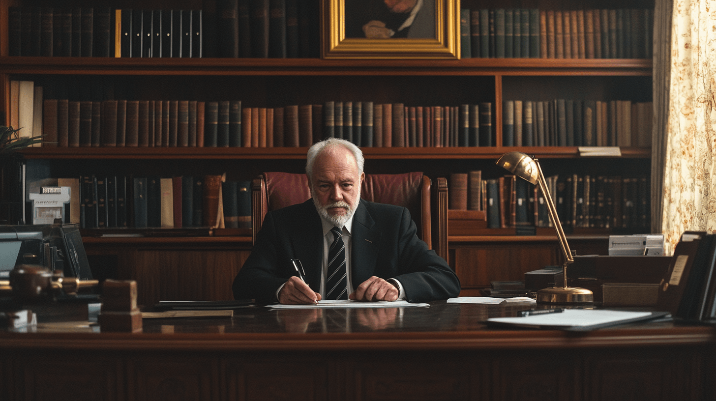 A lawyer sitting at his desk in his office in Toowoomba.