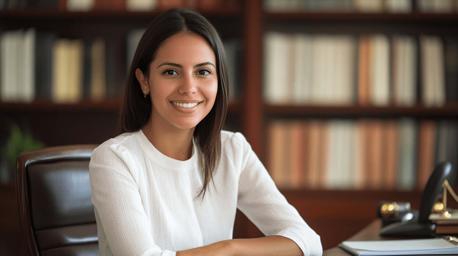 A lawyer sitting at her desk in Scarborough, Perth.