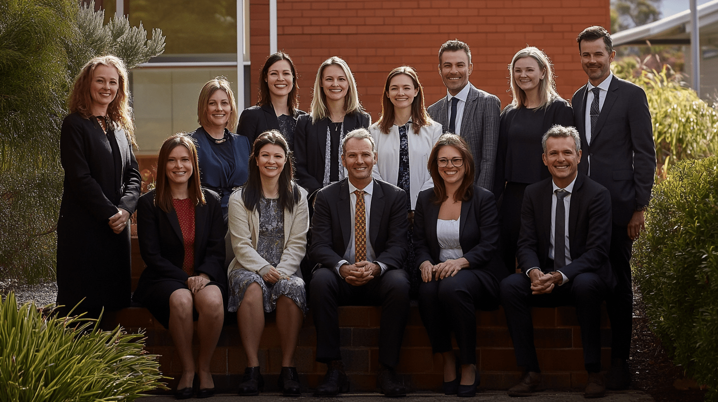 A team of lawyers posing for a photo in Geelong.
