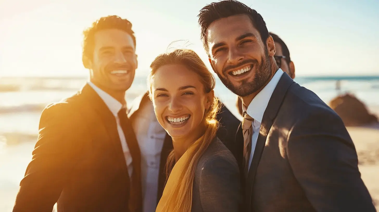 A group of lawyers at the beach on the Sunshine Coast.