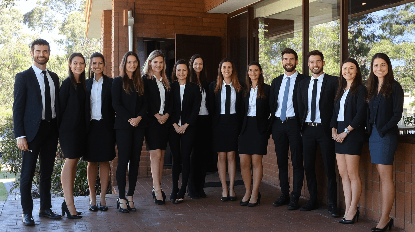 A team of lawyers posing for a photo in Wollongong.