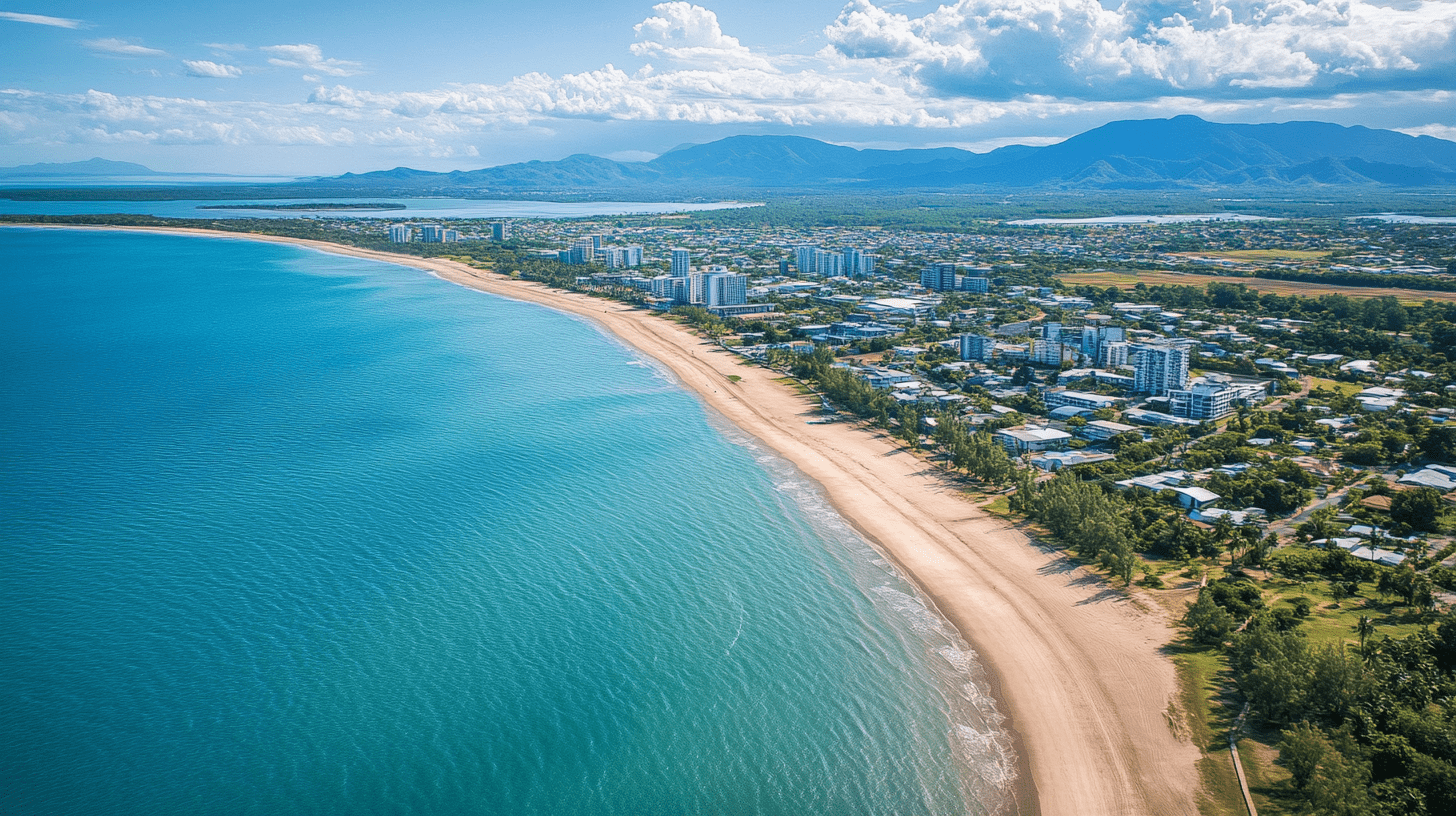 An arial photo of Mackay, Queensland.